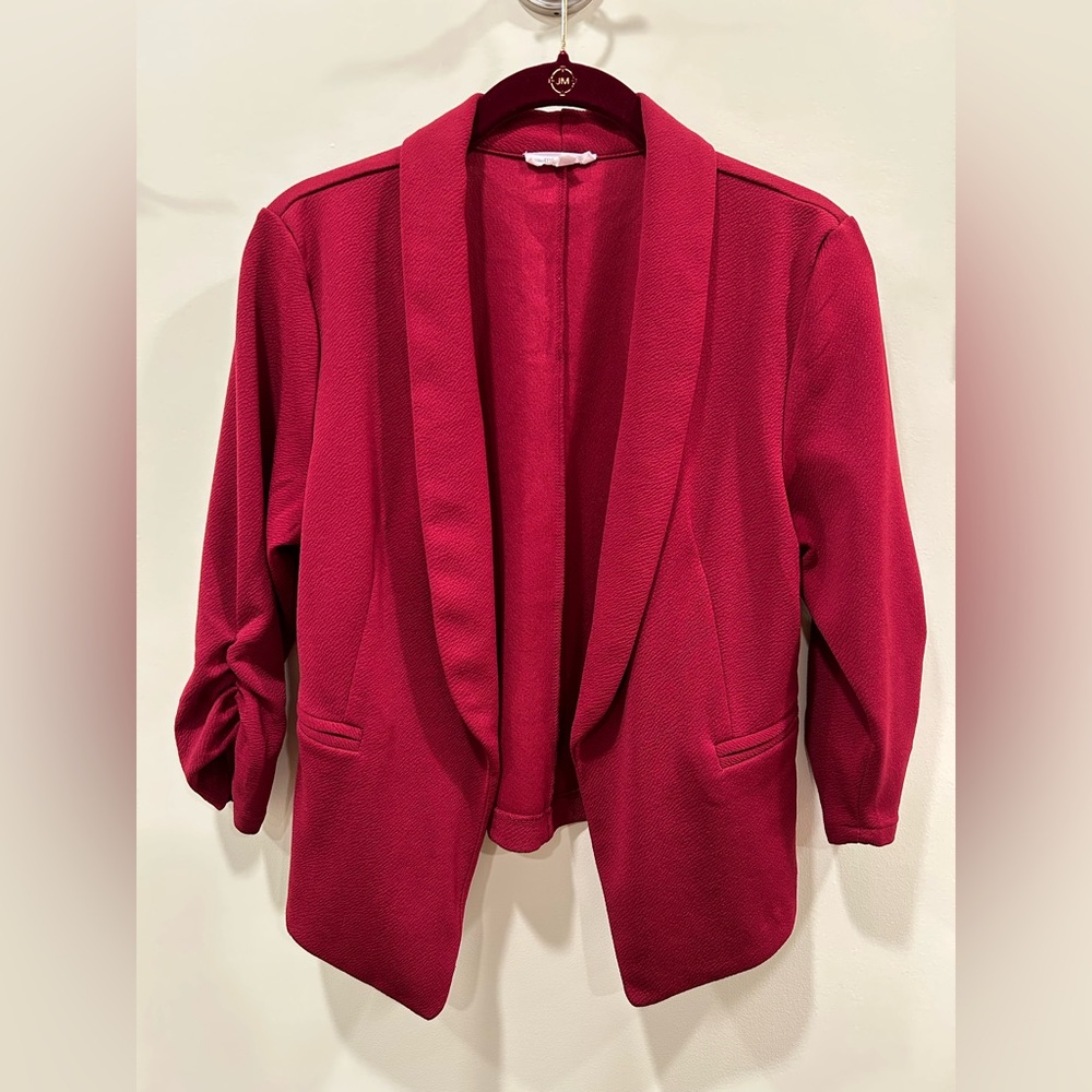 Maurices Jacket Deep Red Ruched-Sleeve Jacket size M